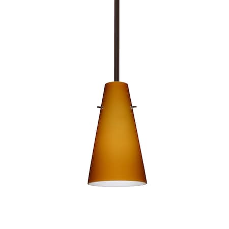 Besa Lighting Cierro Stem Pendant, Amber Matte, Bronze Finish, 1x100W Incandescent 1TT-412480-BR